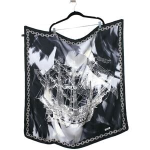 AKER 100% Silk Black and White Multi Color Patterned